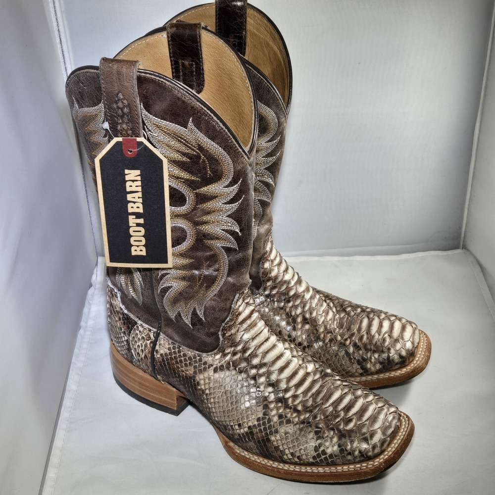Cody James Men's US 7 D Exotic Python Western Boots Python Broad Square Toe NWT